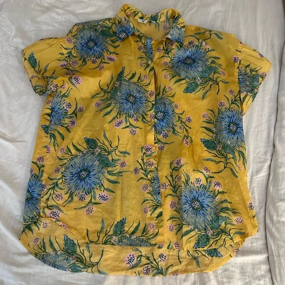 Madewell Ruffle-Sleeve Button-Down Shirt in Painted Blooms - Picture 8 of 8